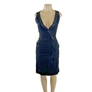 Viktor & Rolf Wrap Dress Size 40 Black Virgin Wool Satin